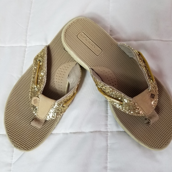 Sperry Gold Glitter Fulp Flop/Sandal - Picture 1 of 4